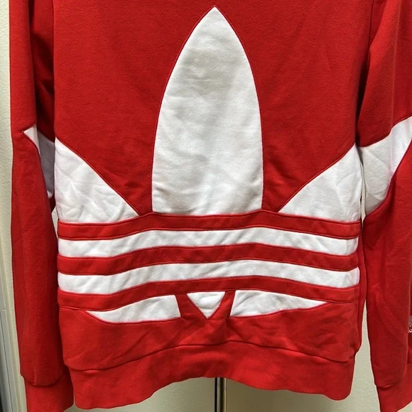 Adidas Red and White Logo Crewneck Sweatshirt Youth Sz Large - Picture 3 of 11